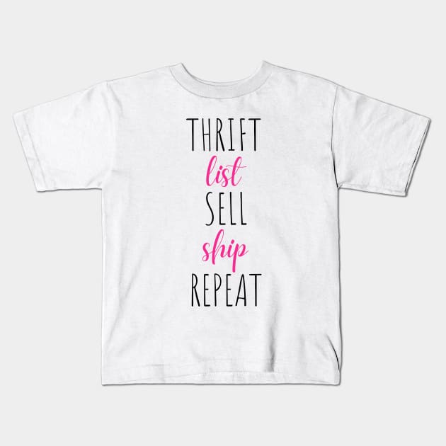 Thrift List Sell Ship Repeat Reseller Mask Sweatshirt Kids T-Shirt by MalibuSun